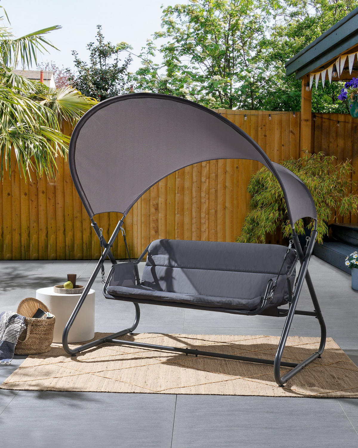 HOLLYWOODSCHAUKEL Grau Solagna - Grau, Metall (168/187/113cm) - Beliani