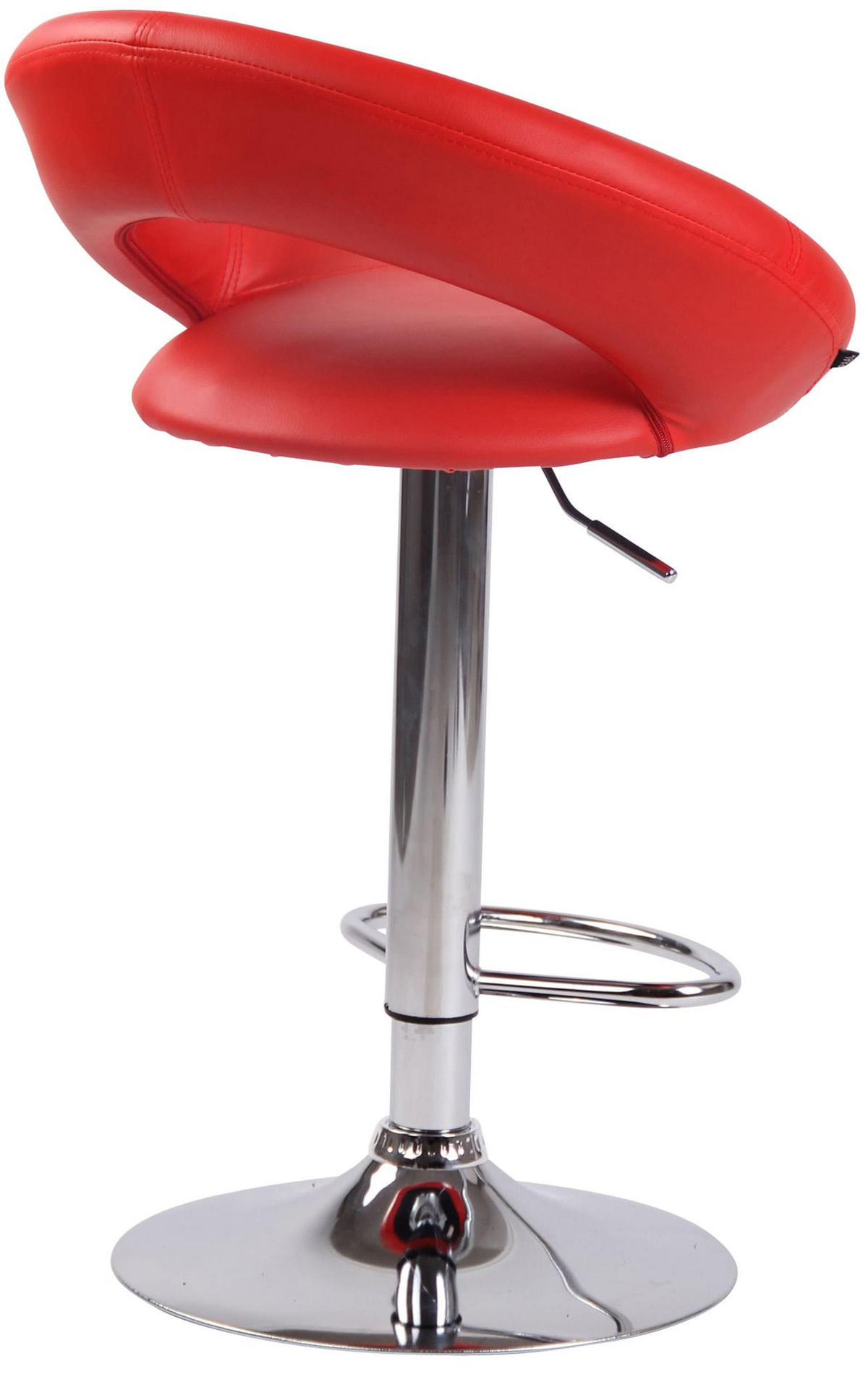 BARHOCKER 2er Set Mekim Kunstleder Rot Silber - Rot, Leder/Metall (53/80/47cm) - DELUKE