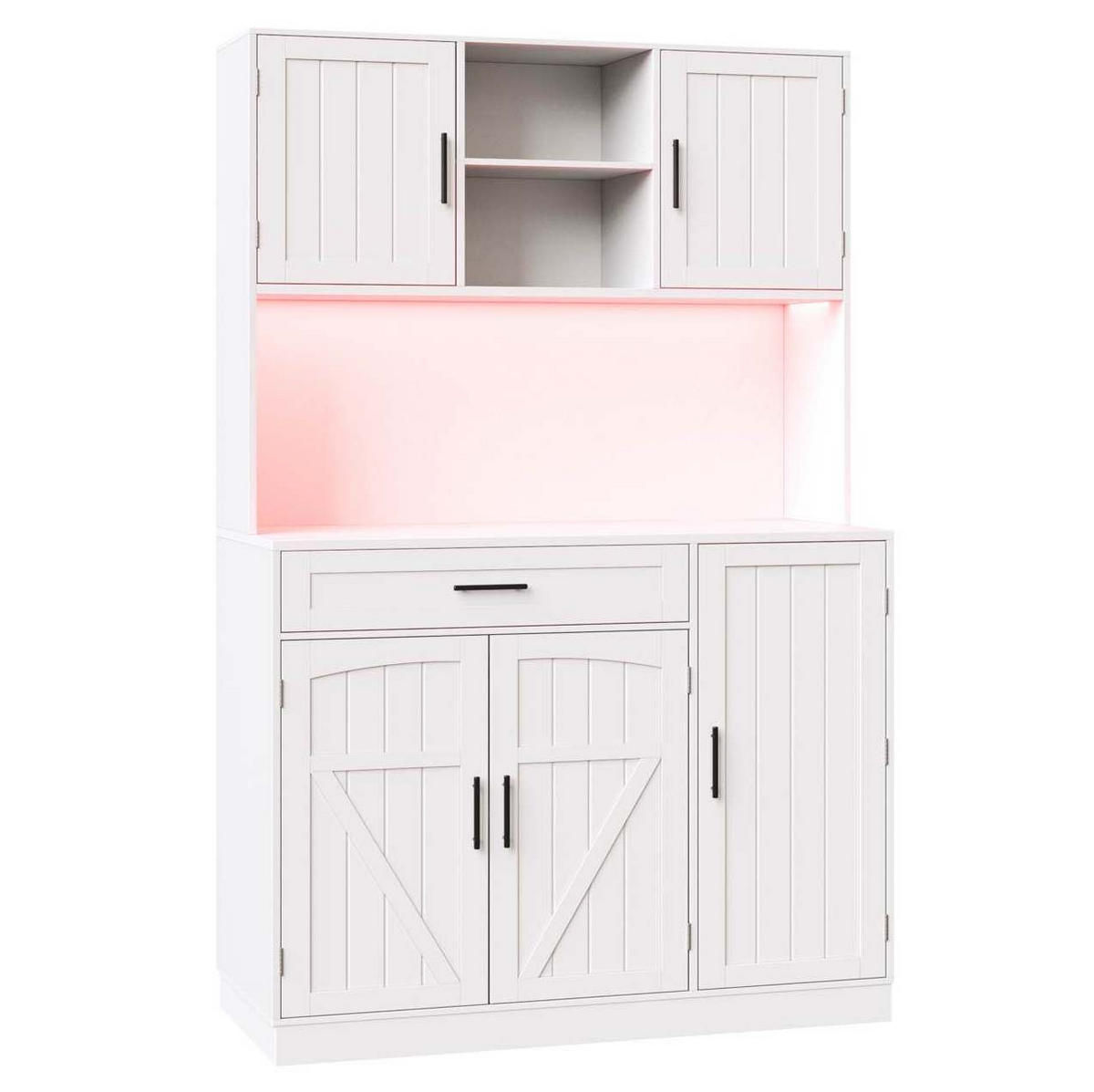 BUFFET 110/38/180 cm aus MDF und Metall mit LED-Leiste und Steckdosenleiste Weiß - Weiß, Holzwerkstoff (110/180/38cm) - Modenvie