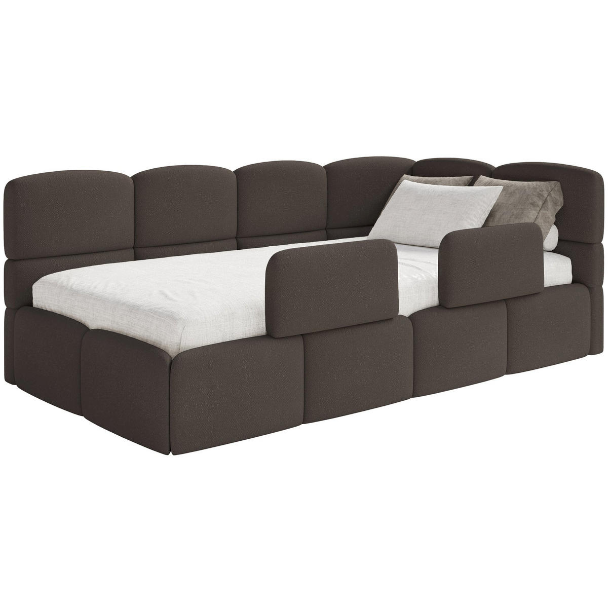 KINDERBETT Cloudy Braun 120 x 200 cm - Schwarz/Braun, Kunststoff/Textil (120/200cm) - Selsey