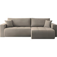 ECKSOFA Alva 3-Sitzer Universall Rechts/Links, Strukturstoff Taupe Beige Grau 277/154/83 cm - Taupe/Schwarz, Textil (277/154cm) - WFL GROUP