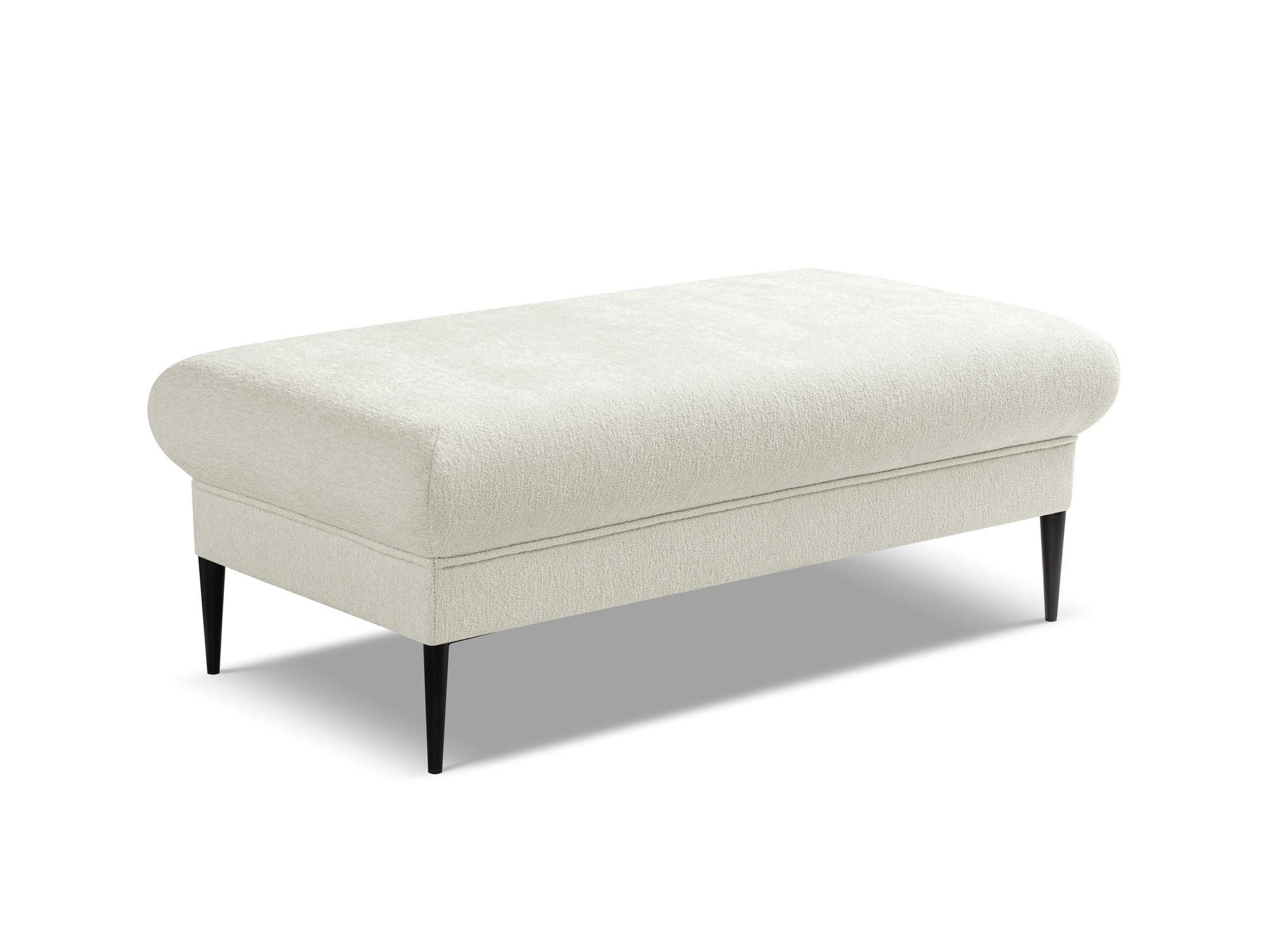 POUF Chenille Stoff Beige - Hellbraun/Schwarz, Holzwerkstoff/Textil (111/88/60cm) - Makamii