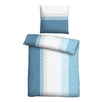 BETTWÄSCHE-GARNITUR Mikrofaser Längsstreifen azurblau, 155x220 cm + 80x80 cm - Blau, Textil (155/220cm) - Castell