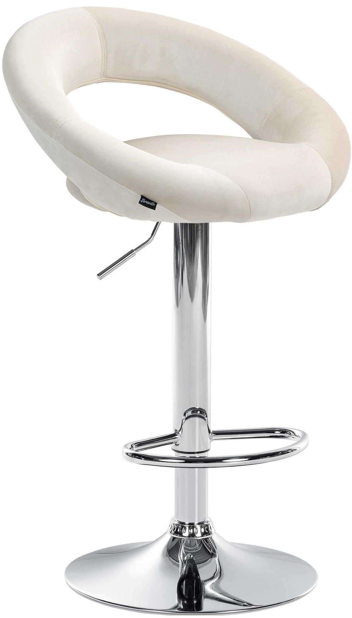 BARHOCKER Samt creme - Chromfarben/Creme, Textil/Metall (53/80/47cm) - CLP