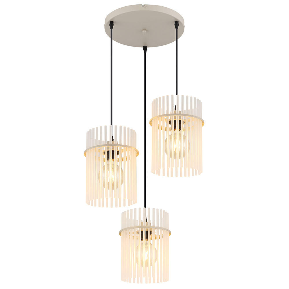 HÄNGELEUCHTE Gorley Metall/Glas Beige, höhenverstellbar - Beige, Glas (47/47/140cm) - Globo Lighting