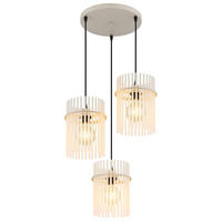HÄNGELEUCHTE Gorley Metall/Glas Beige, höhenverstellbar - Beige, Glas (47/47/140cm) - Globo Lighting