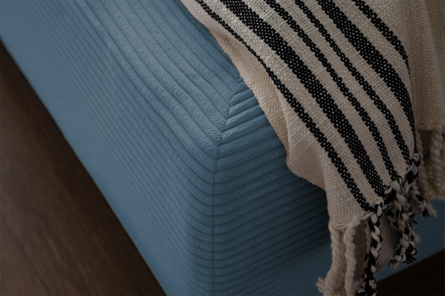 POLSTERBETT HENRY Hellblau Cord - Schwarz/Hellblau, Textil (140/200cm) - KAWOLA