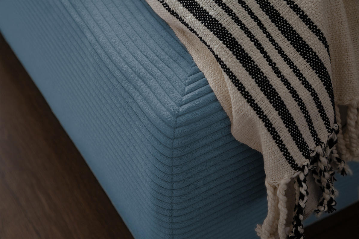 POLSTERBETT HENRY Hellblau Cord - Schwarz/Hellblau, Textil (140/200cm) - KAWOLA