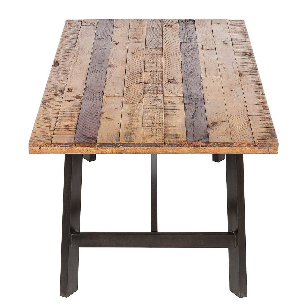 ESSTISCH - Massivholz Pinie / Metall - Braun, Holz (100/200/76cm) - home24