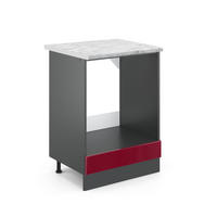 HERDUMBAUSCHRANK R-Line Rot Hochglanz 60 cm AP Marmor - Bordeaux/Anthrazit, Holzwerkstoff (60/81.6/60cm) - Vicco
