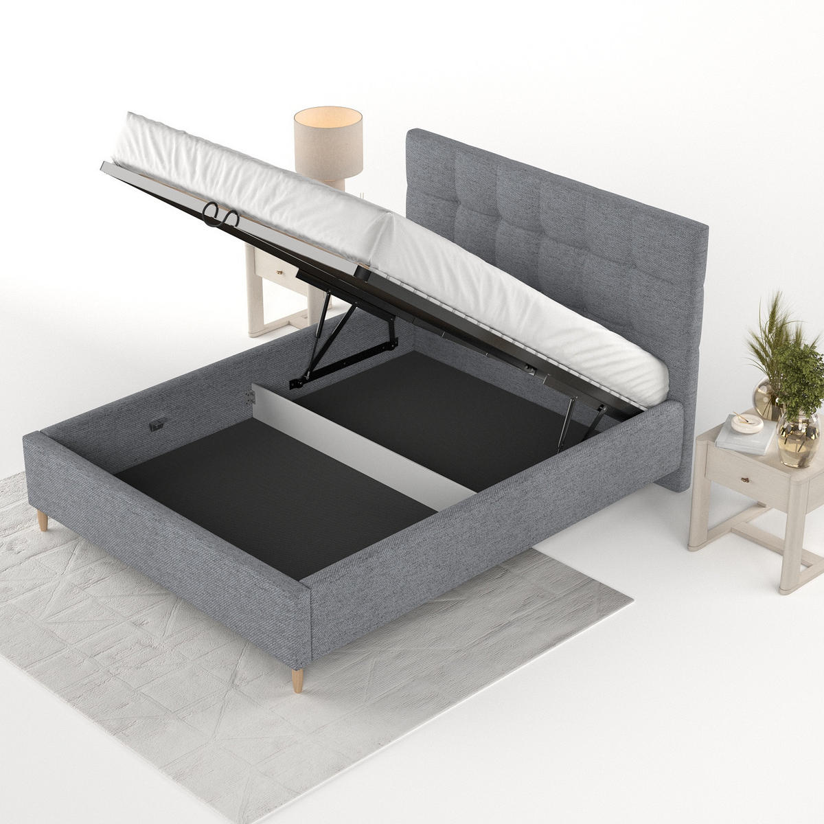 POLSTERBETT Cora 180/200 cm Grau im Neve Stoff - Naturfarben/Grau, Holz/Holzwerkstoff (180/200cm) - AltaBeds