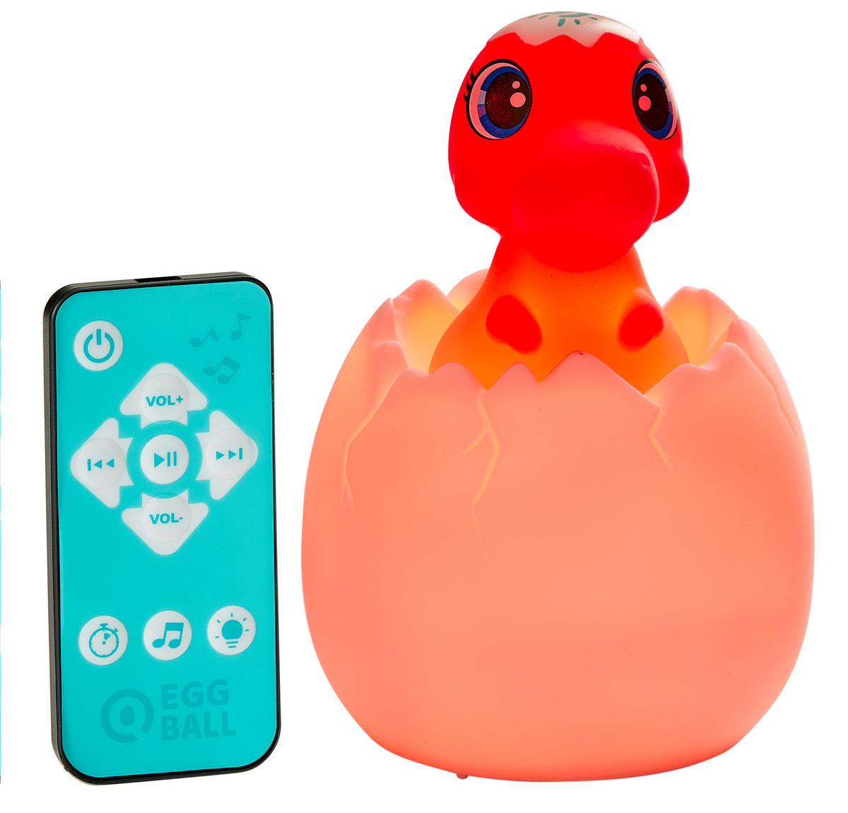 LED-AKKU-NACHTLICHT - rotes Dino-Nachtlicht mit Fernbedienung, Timerfunktion und 130 Melodien, energiesparend - Rot, Kunststoff (8.5/8.5/13cm) - Northpoint