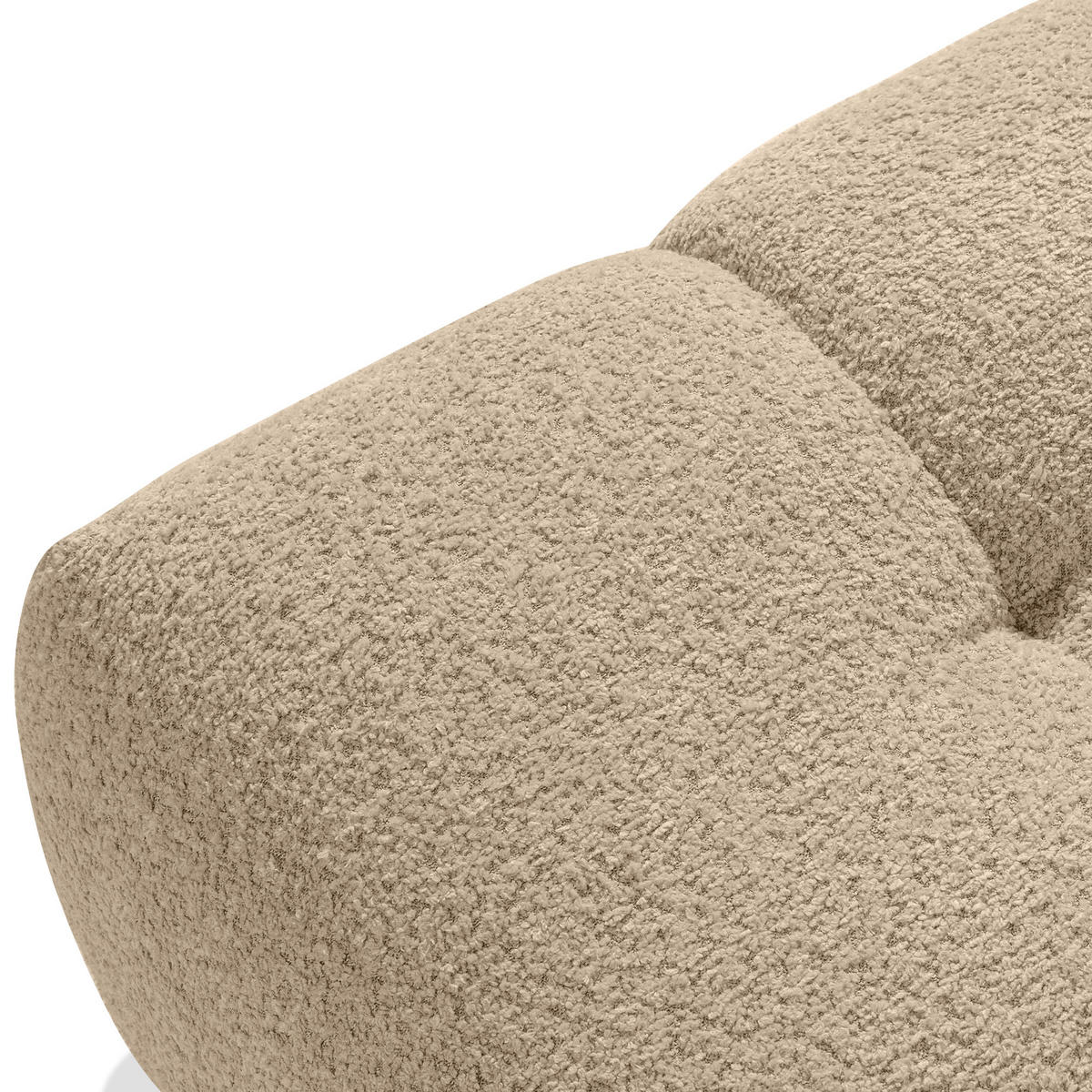 POUF RAVIA, Bouclé, Beige - Beige, Holz/Textil (96/45/50cm) - KONSIMO®