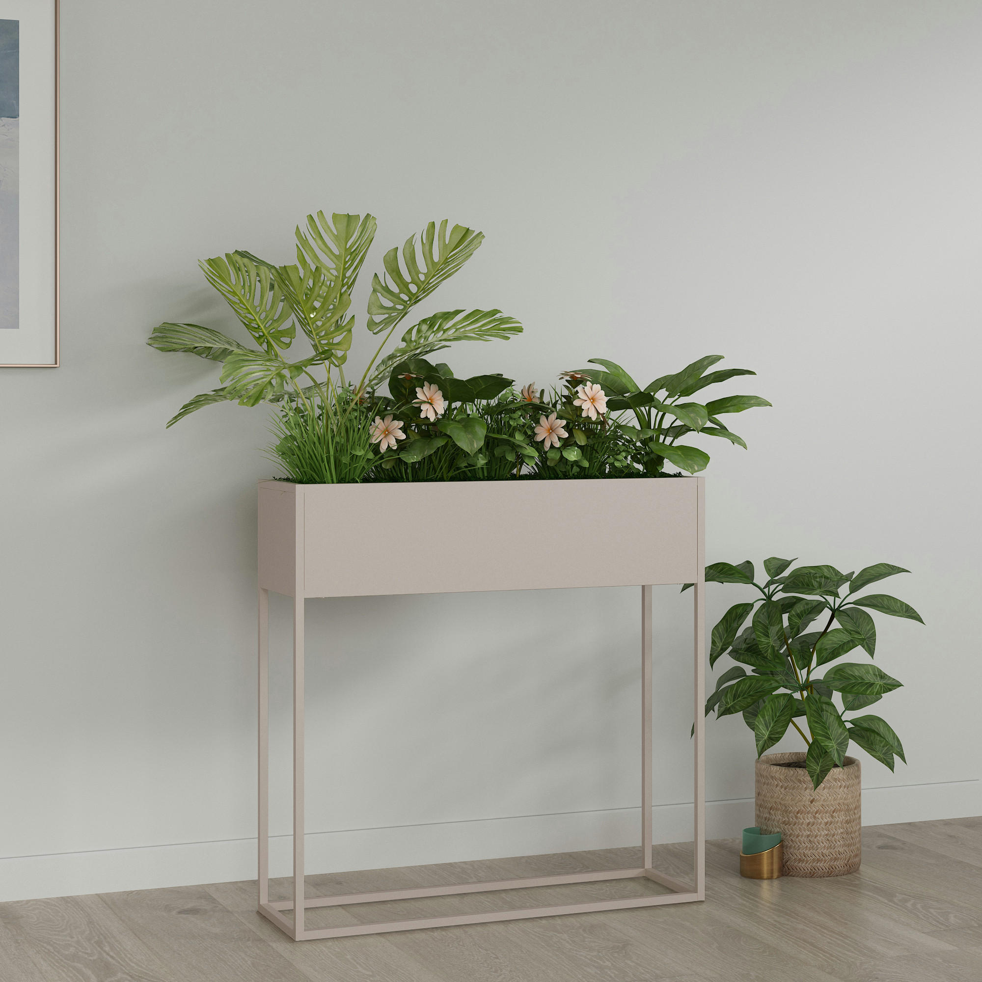 BLUMENSTÄNDER Joensuu - Hellgrau, Metall (80/80/25cm) - [en.casa]