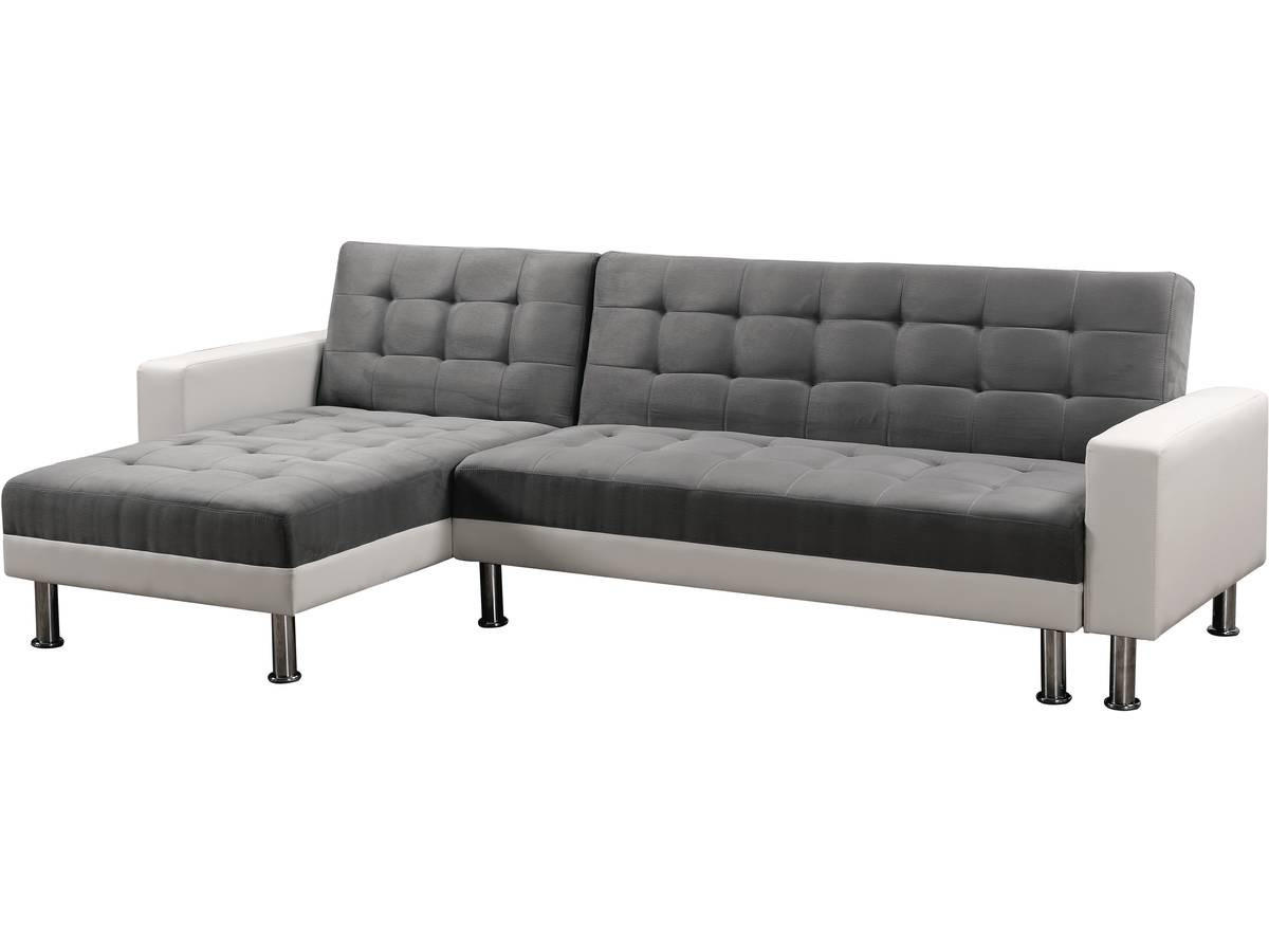 ECKSCHLAFSOFA Theo Grau/Weiß - Silberfarben/Weiß, Kunststoff/Textil (260/144cm) - Habitat Garten