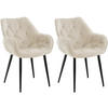 ARMLEHNENSTUHL 2er Set Samt Creme - Creme/Schwarz, Textil/Metall (58/83/62cm) - CLP