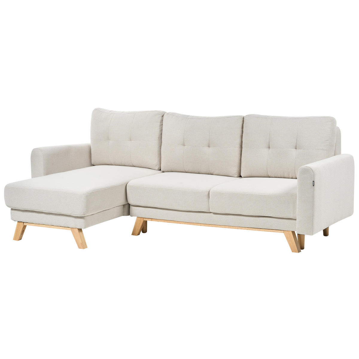 3-SITZER-ECKSOFA hellbeige linksseitig mit Schlaffunktion Stauraum Siro - Hellbraun/Beige, Textil (240/142cm) - Beliani