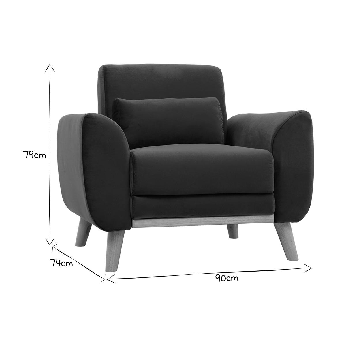 SESSEL Stoff Petrolblau EKTOR - Blau, Kunststoff (74/79/90cm) - Miliboo