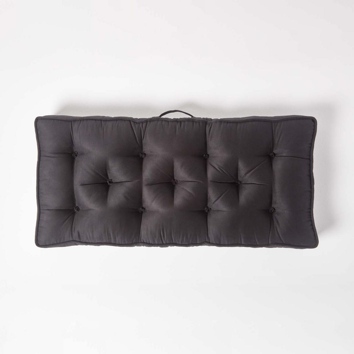 SITZAUFLAGE schwarz 100/48/10 cm – Sofa-Sitzkissen, Velours - Schwarz, Textil (48/100/10cm) - Homescapes