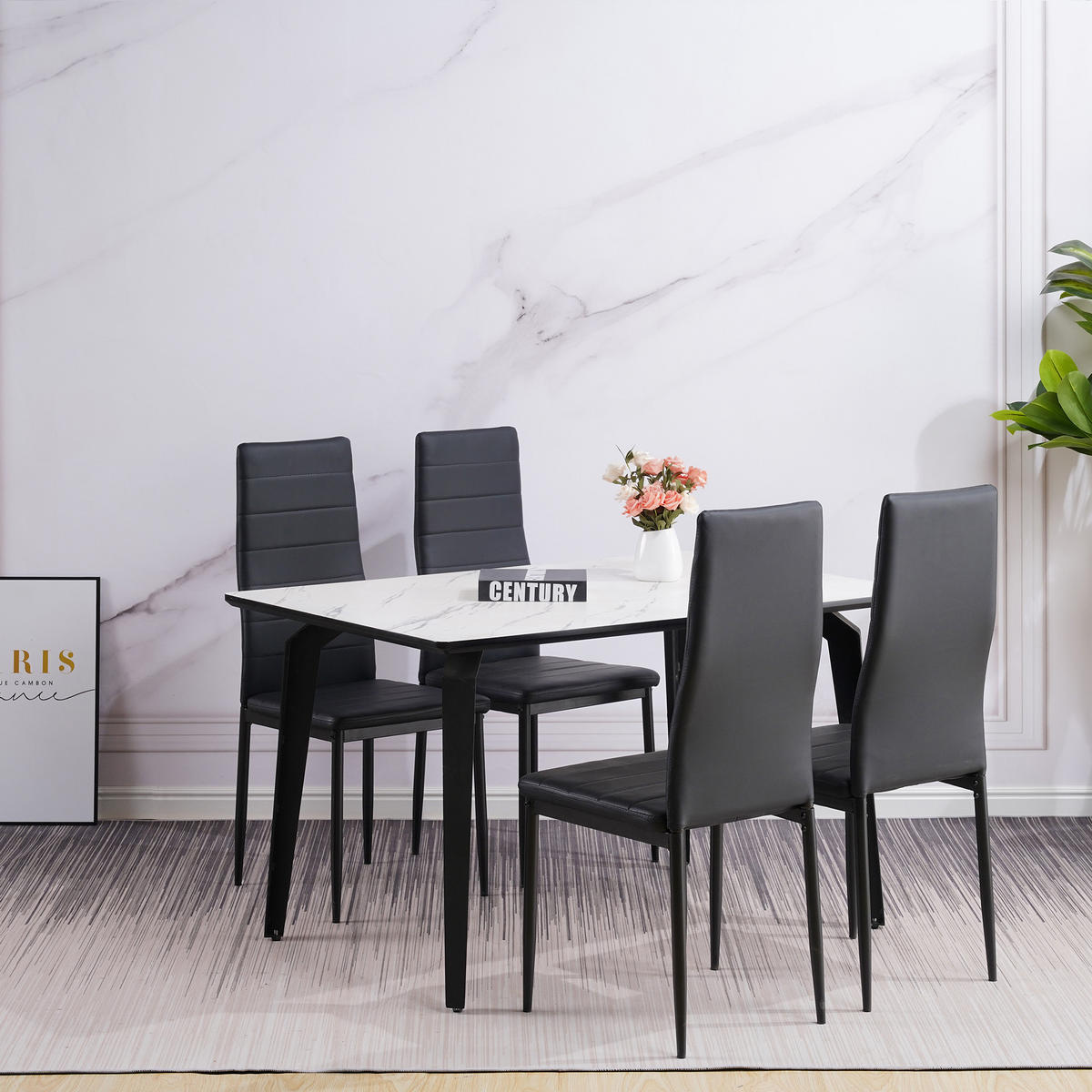 STUHL MILANO Lederimitat Metallbeine 4er Set Braun - Braun, Kunststoff/Metall (42/98/43cm) - Albatros