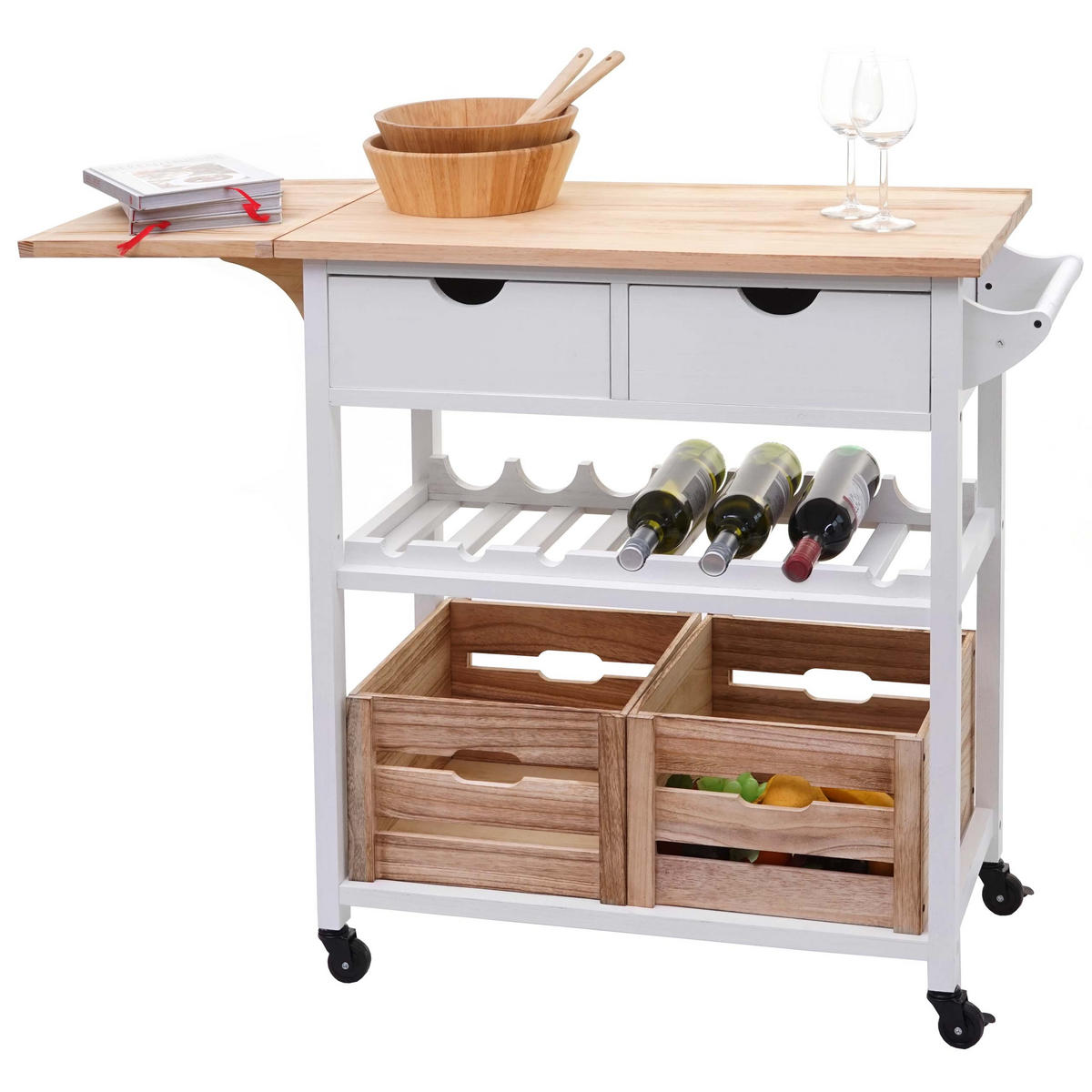 SERVIERWAGEN Weiß, Buche Dekor - Buchefarben/Weiß, Holz (119/89/89cm) - MCW