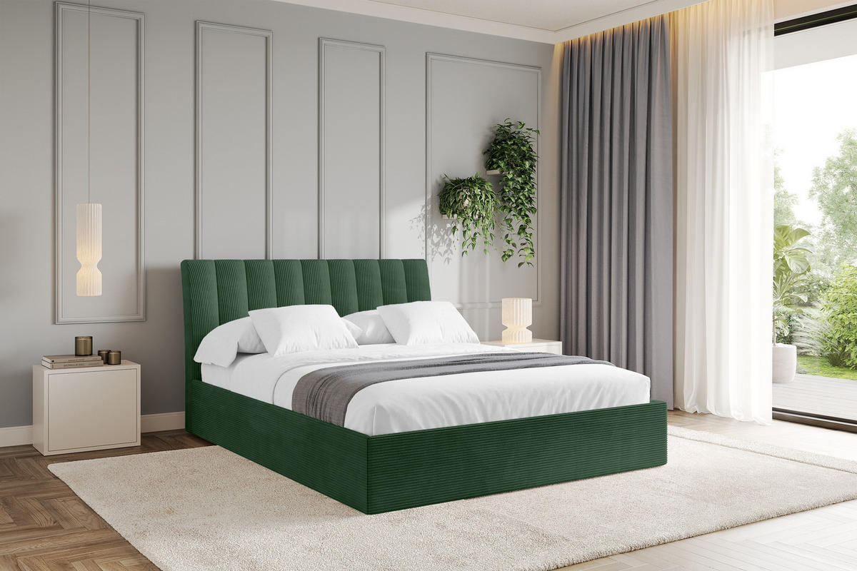 POLSTERBETT mit Bettkasten und Lattenrost, Boxbett ohne Matratze - ILAN 180x200 Grün - Olivgrün, Holzwerkstoff/Textil (180/200cm) - ALTDECOR