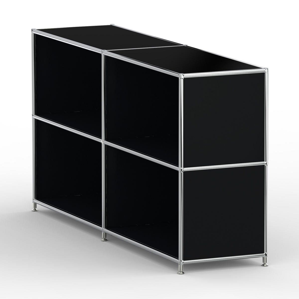 AKTENSCHRANK Büro, 4 offene Fächer, Breite 152 cm, Graphitschwarz - Chromfarben/Schwarz, Metall (40/80.5/152.2cm) - Versee