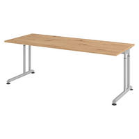 SCHREIBTISCH Serie-Z 80/200/74 cm in Wildeiche/Silberfarben - Wildeiche/Silberfarben, Holzwerkstoff (80/200/74cm) - bümö