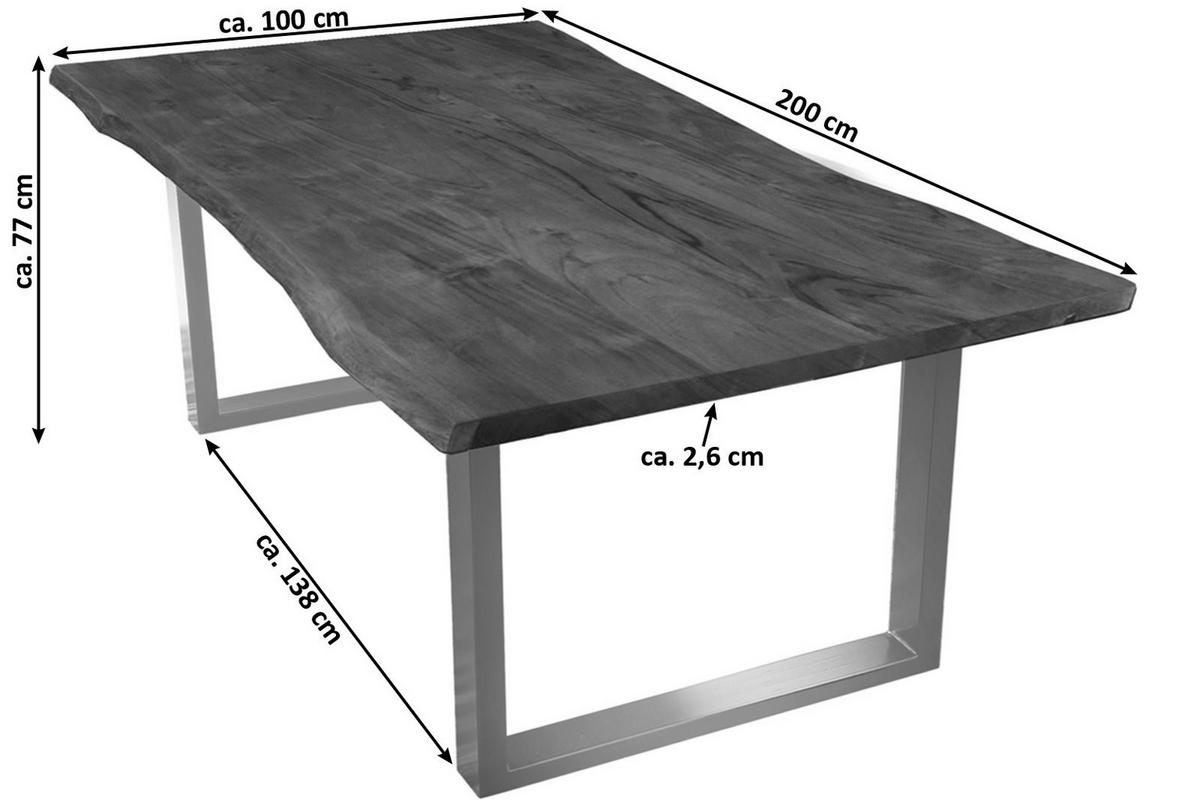 ESSTISCH TOPS&TABLES - Silberfarben/Braun, Holz/Metall (100/200/77cm) - SAM