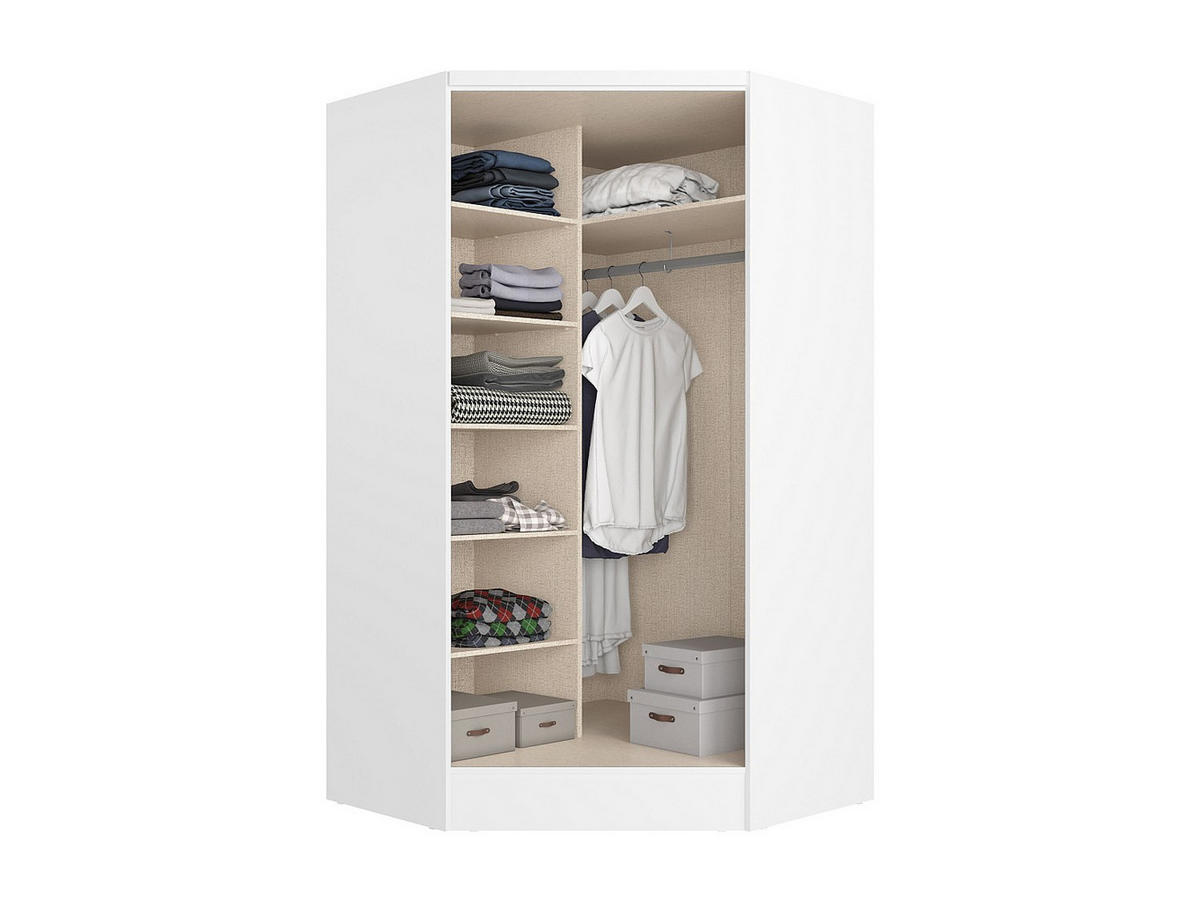 KLEIDERSCHRANK - 101.5 cm x 101.5 cm - Holz, Platte - Weiß AURALI - Weiß, Holz (101.5/182/101.5cm) - Vente-Unique