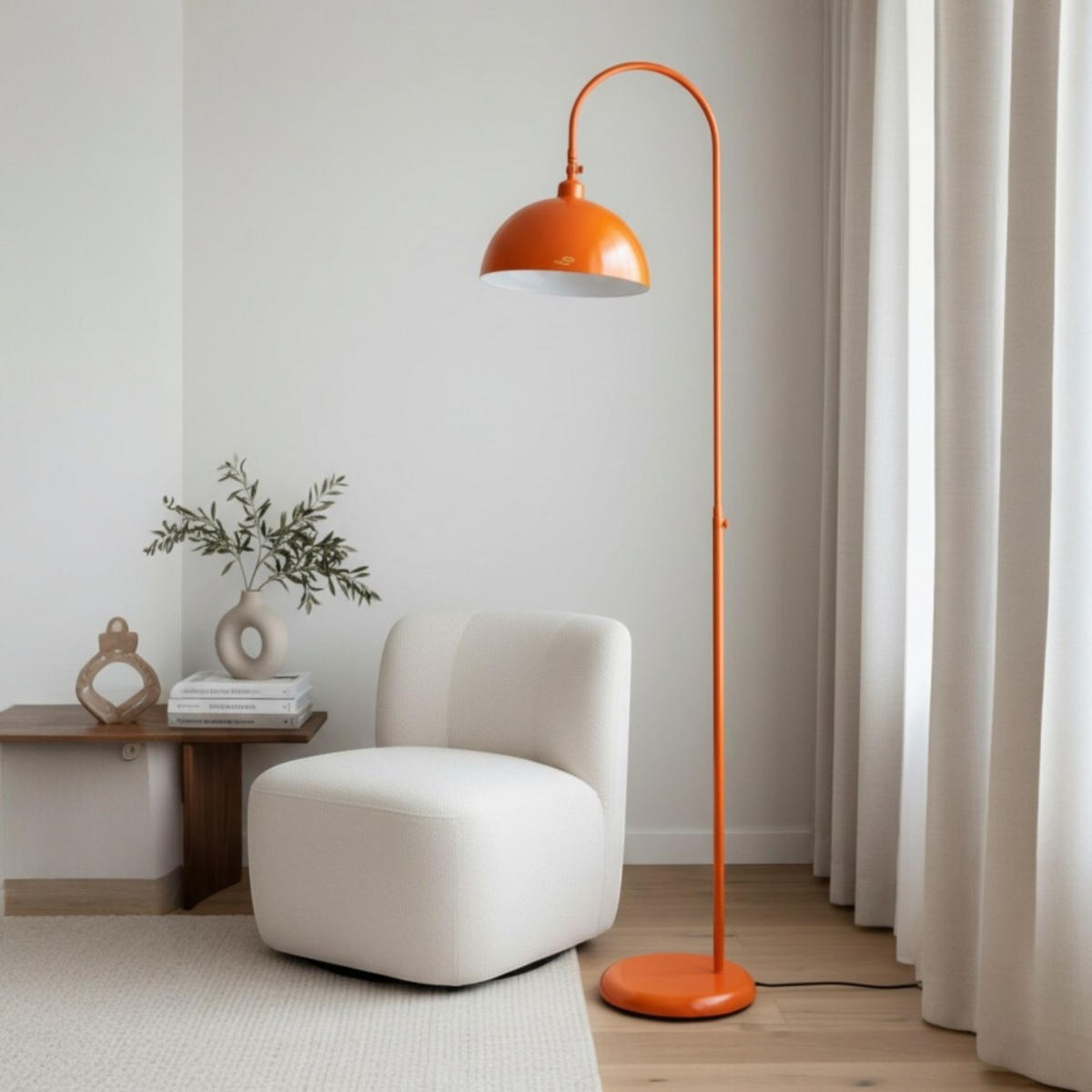 STEHLAMPE Gorkiede E27, verstellbarer Lampenschirm aus Metall - Orange, Metall (37/37/170cm) - Bamyum