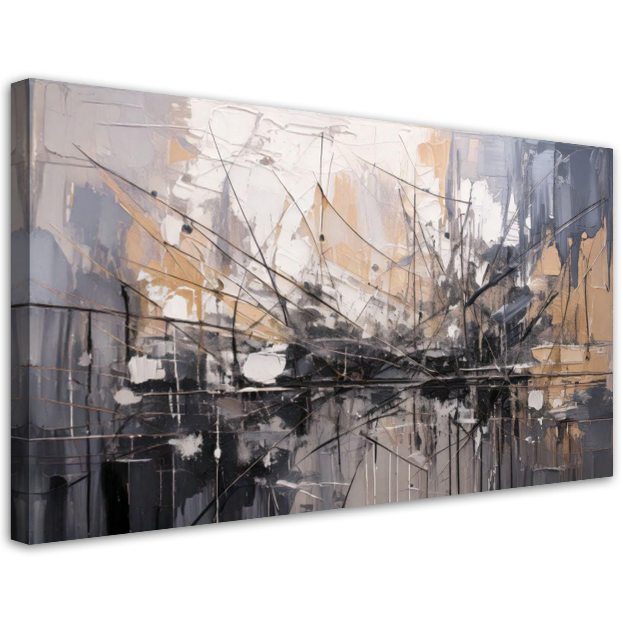 LEINWANDBILD Abstraktion Linien Grau 100x50cm - Grau, Textil (100/50cm) - Feeby