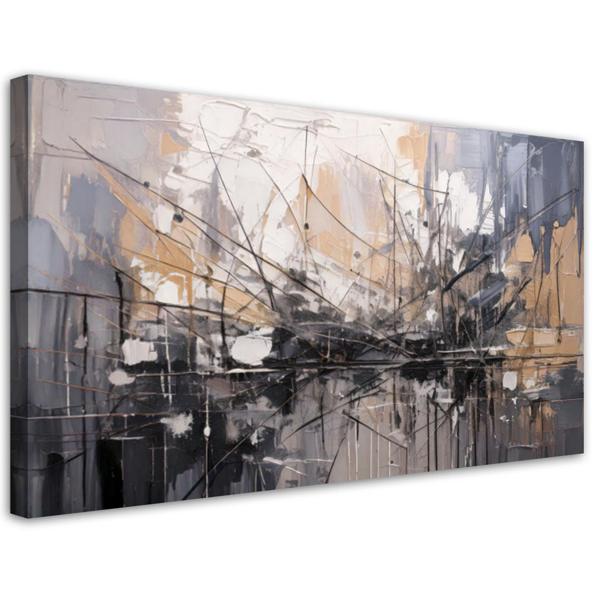 LEINWANDBILD Abstraktion Linien Grau 100x50cm - Grau, Textil (100/50cm) - Feeby