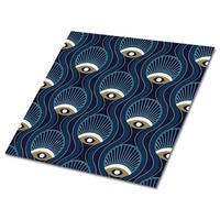 FLIESENAUFKLEBER 9 Stück 30x30 cm selbstklebend Vintage-Augenmuster - Blau, Textil (30/1.6/30cm) - TULUP