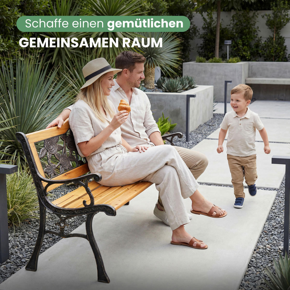 GARTENBANK ROSA Schwarz 125 x 76,5 x 52 cm - Schwarz/Braun, Holz/Metall (125/76.5/52cm) - Akord