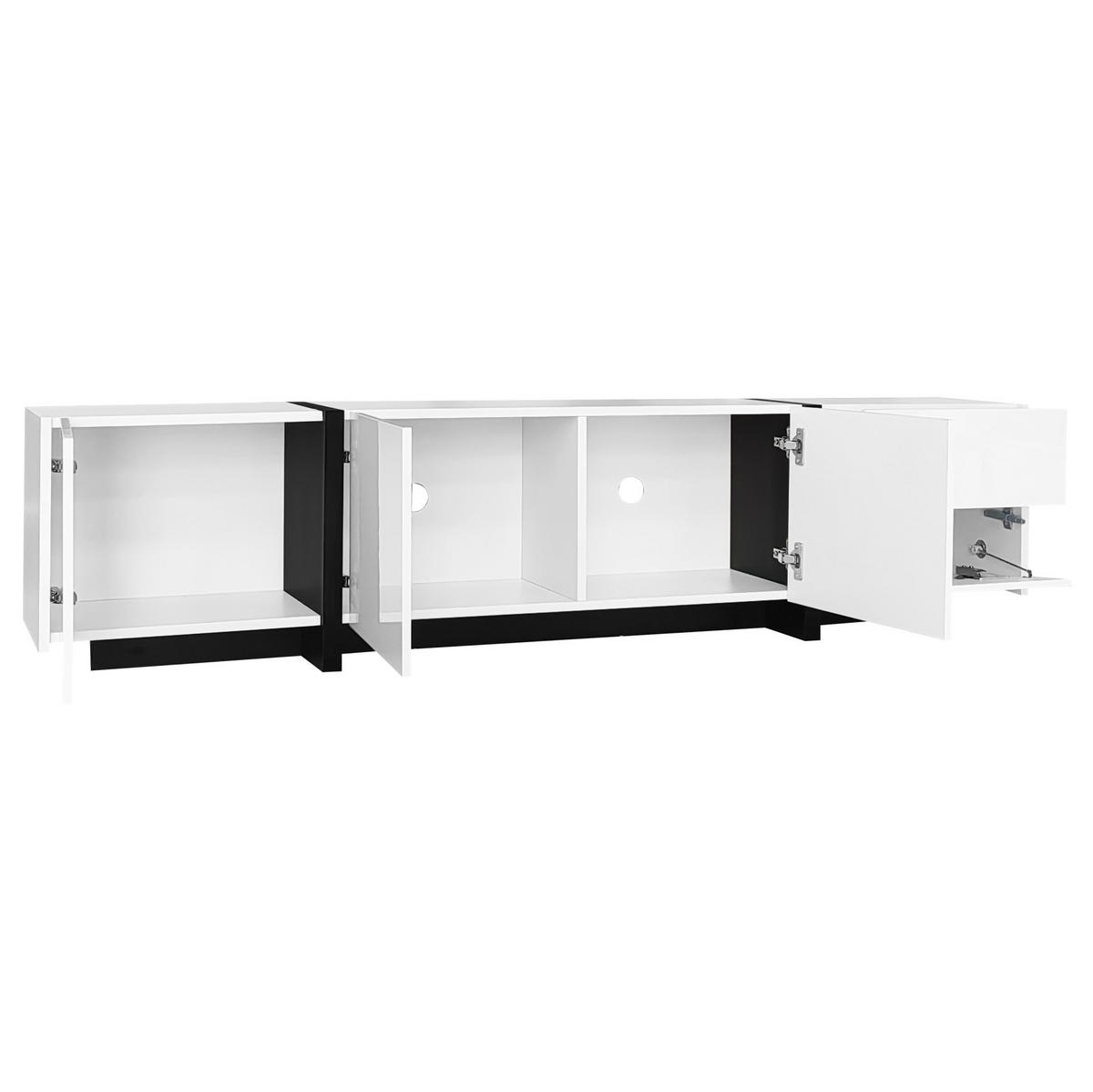 TV-ELEMENT mit 3 Türen und Schublade 170 cm Weiß/Schwarz Hochglanz - Weiß, Holzwerkstoff (30/39/170cm) - Beauniv