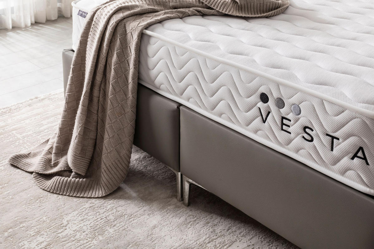POLSTERBETT-SET Vesta 180x200 Taupe - Bett inkl. Matratze - Taupe, Metall (180/200cm) - Villa Möbel