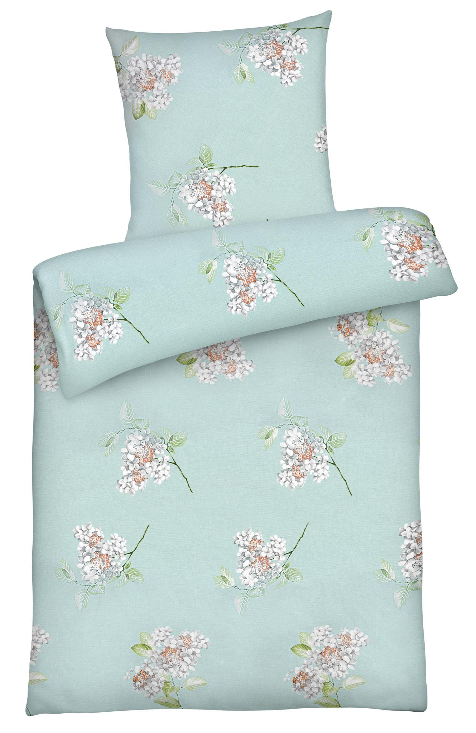 BETTWÄSCHE 135x200 Renforce Bettbezug geblümt Baumwolle Blumen Mint - Mintgrün, Textil (135/200cm) - Carpe Sonno