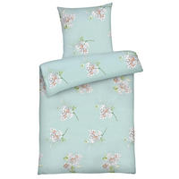 BETTWÄSCHE 135x200 Renforce Bettbezug geblümt Baumwolle Blumen Mint - Mintgrün, Textil (135/200cm) - Carpe Sonno