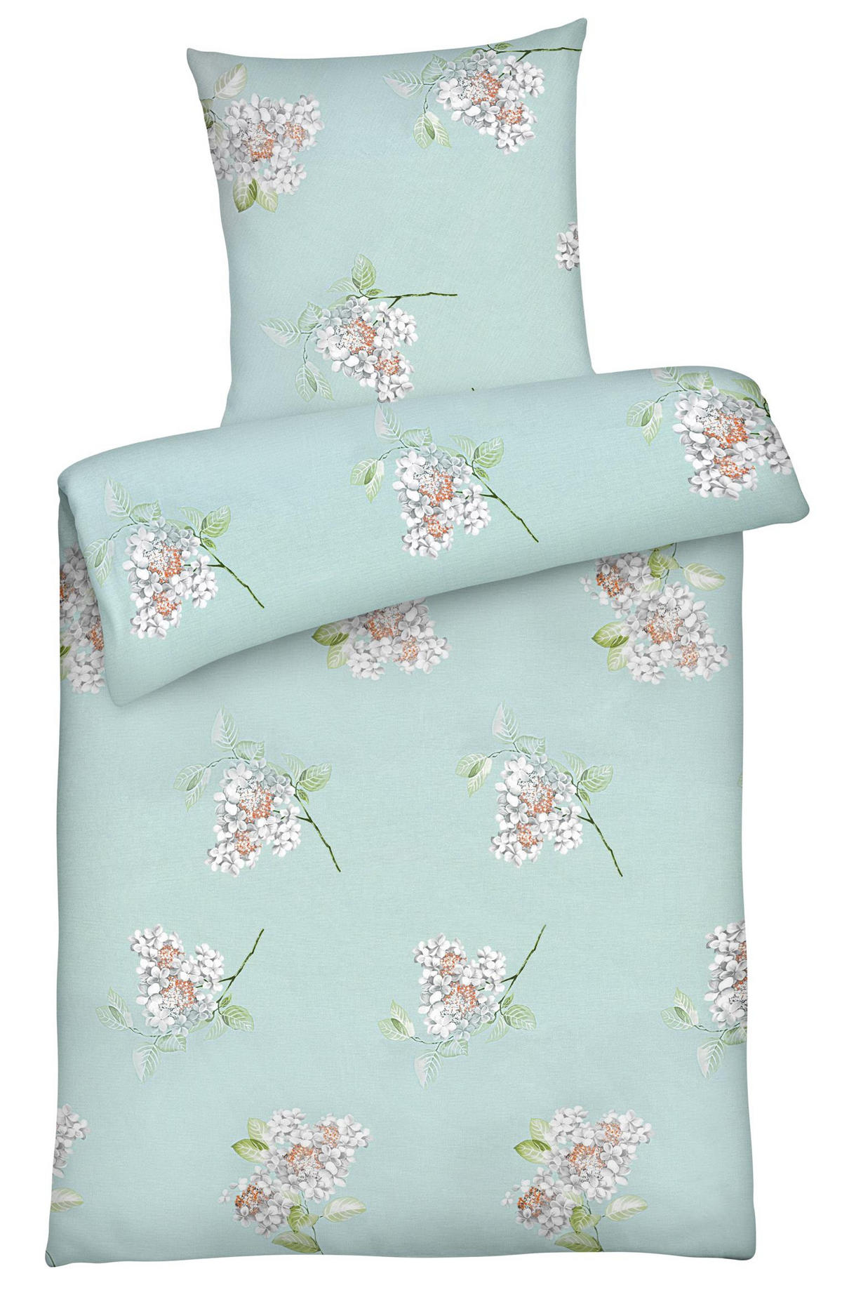 BETTWÄSCHE 135x200 Renforce Bettbezug geblümt Baumwolle Blumen Mint - Mintgrün, Textil (135/200cm) - Carpe Sonno