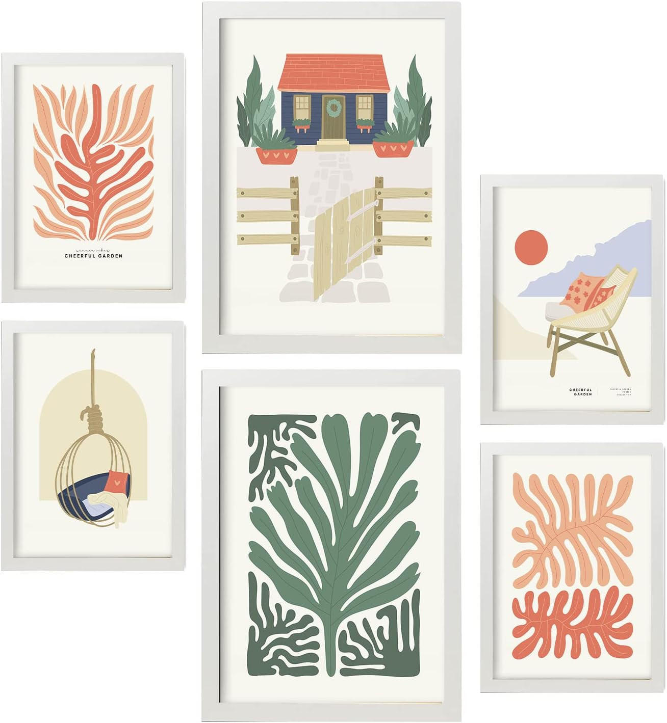 POSTER Set Mit 6 Minimalistischen In Pastellfarben Sommerkollektion Drucke Von Landschaften Und Natur Für Innenarchitektur A3 & A4 Weißer Rahmen - Weiß, Papier (29/3cm) - Nacnic