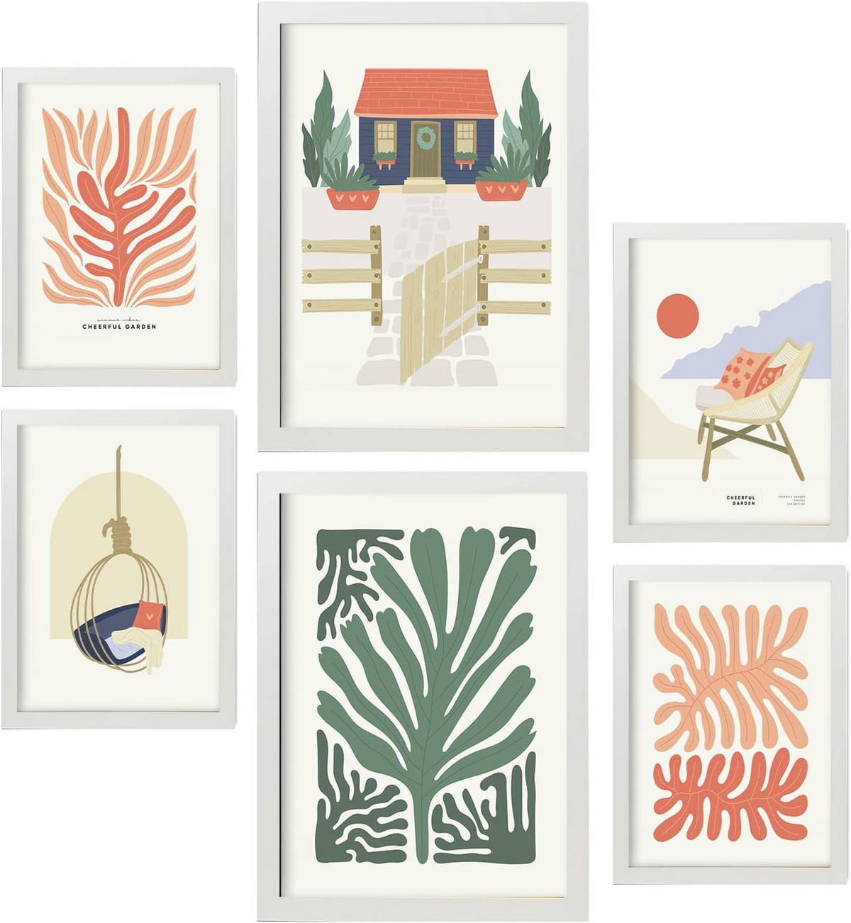 POSTER Set Mit 6 Minimalistischen In Pastellfarben Sommerkollektion Drucke Von Landschaften Und Natur Für Innenarchitektur A3 & A4 Weißer Rahmen - Weiß, Papier (29/3cm) - Nacnic