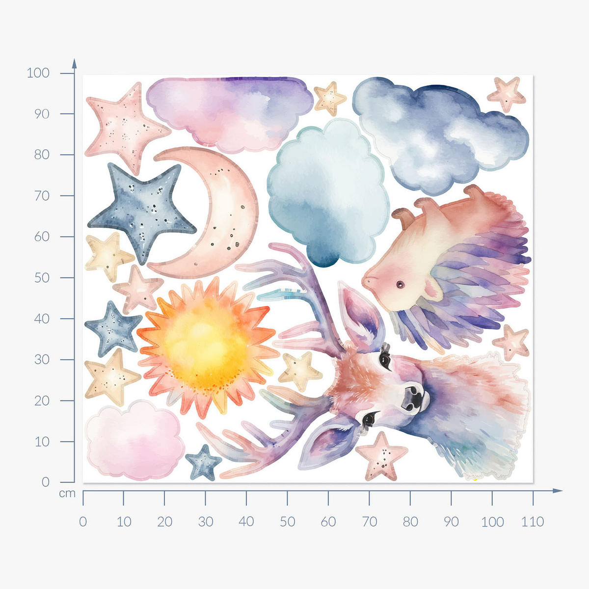 WANDAUFKLEBER 100x110cm - Pastellfarbene Natur - Multicolor, Kunststoff (100/110/0.1cm) - Wallfluent