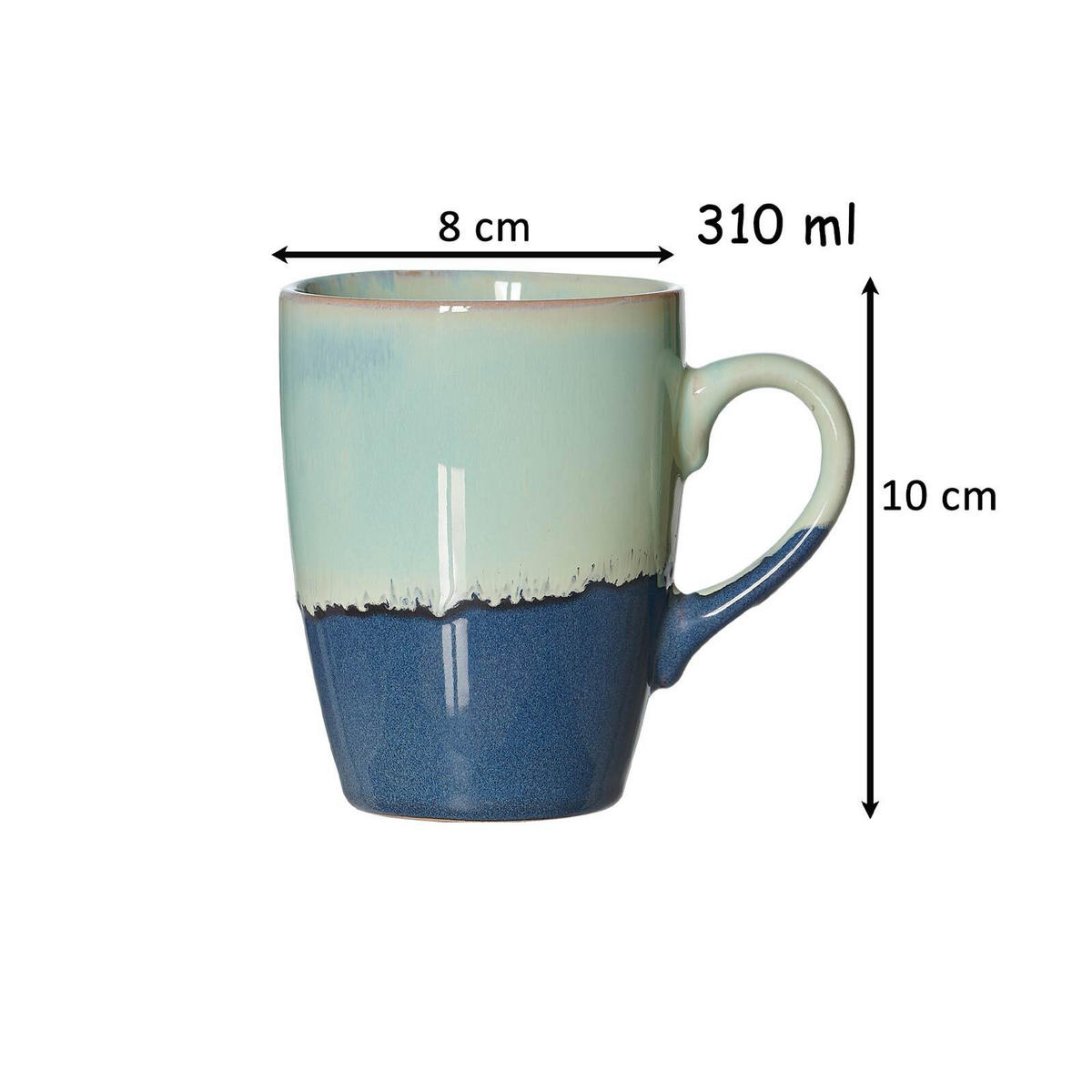 HENKELBECHER Matos grün 310 ml 6er Set - Grün, Keramik (0.31L) - Ritzenhoff Breker