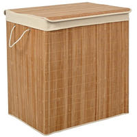 WÄSCHEKORB Bambus Textil Naturfarben Beige 3-Fächer 60x40x61,5 cm - Beige/Naturfarben, Holz/Textil (60/61.5/40cm) - Begryf