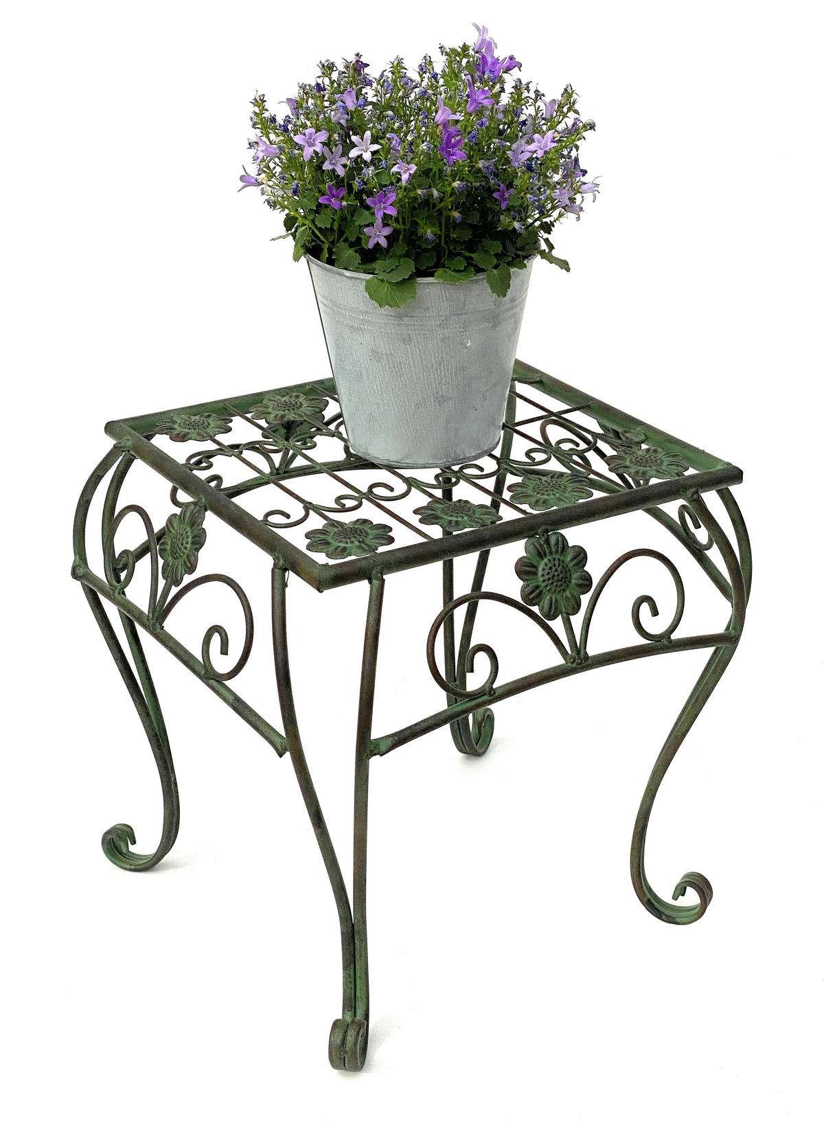 BLUMENHOCKER eckig Metall Grün 35/35/34,5 cm - Grün, Metall (31.5/34.5/31.5cm) - DanDiBo