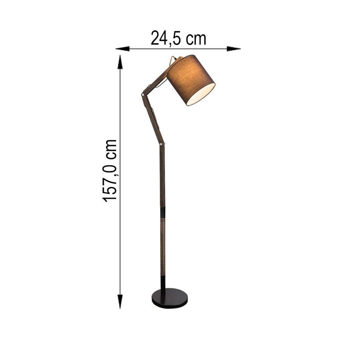 LED STEHLEUCHTE Mattis Schwarz Metall - Schwarz, Holz (75/25/172cm) - Globo Lighting