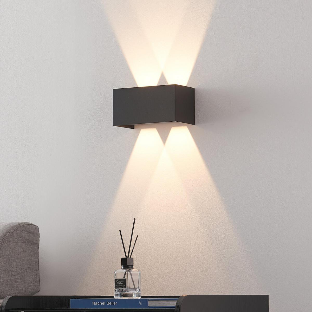 WANDLEUCHTE Cubic, Schwarz, 20cm, Dimmbar - Schwarz, Metall (10/10/20cm) - KOSILUM