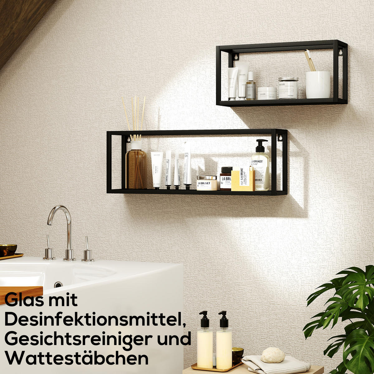 STANDREGAL 2er Set Stahl Schwarz - Schwarz, Metall (12/21/60cm) - HOMCOM