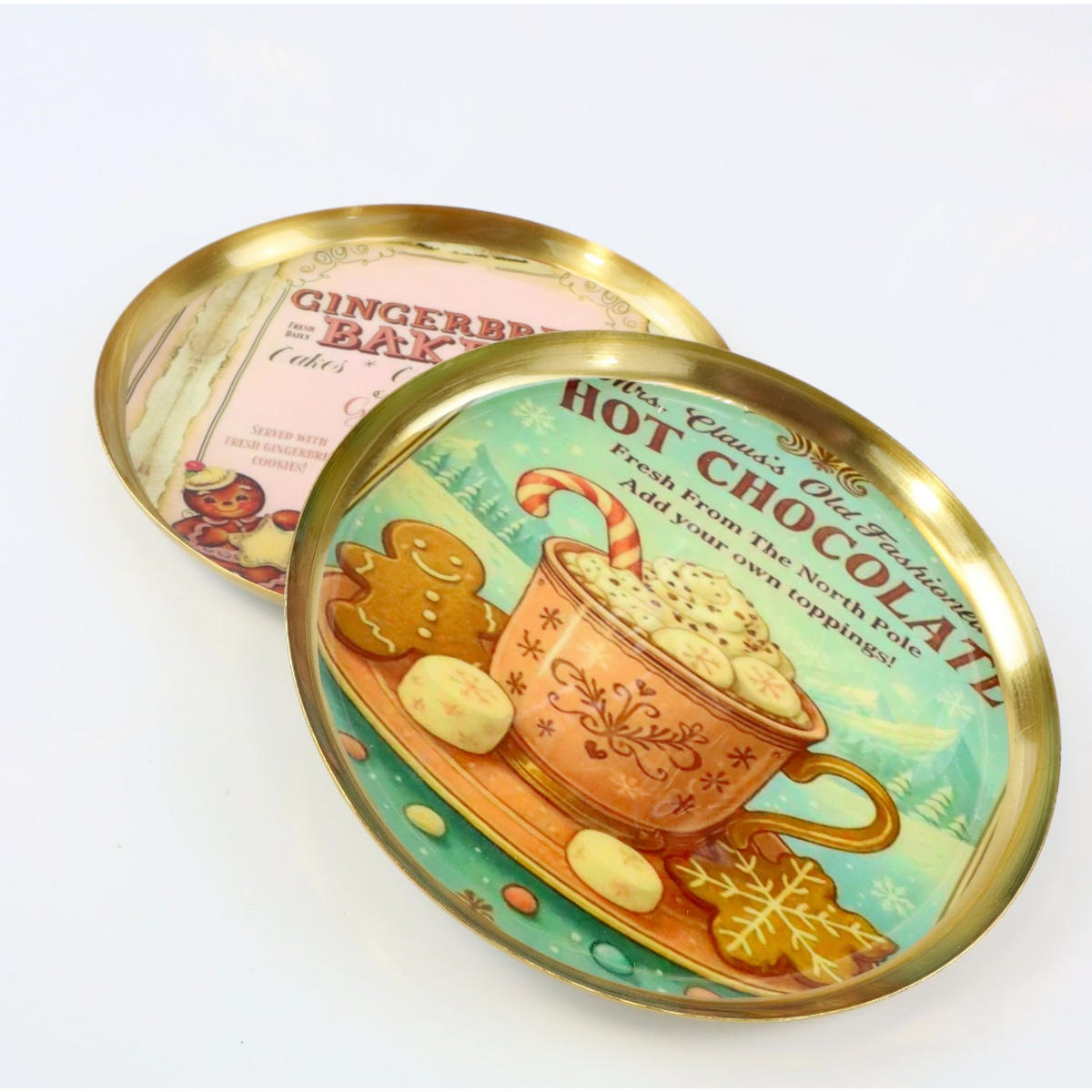 DEKOTELLER & -TABLETTS Vintage Mugs 2er Set 20/20/1 cm - Multicolor, Metall (20/1cm) - FURNARO